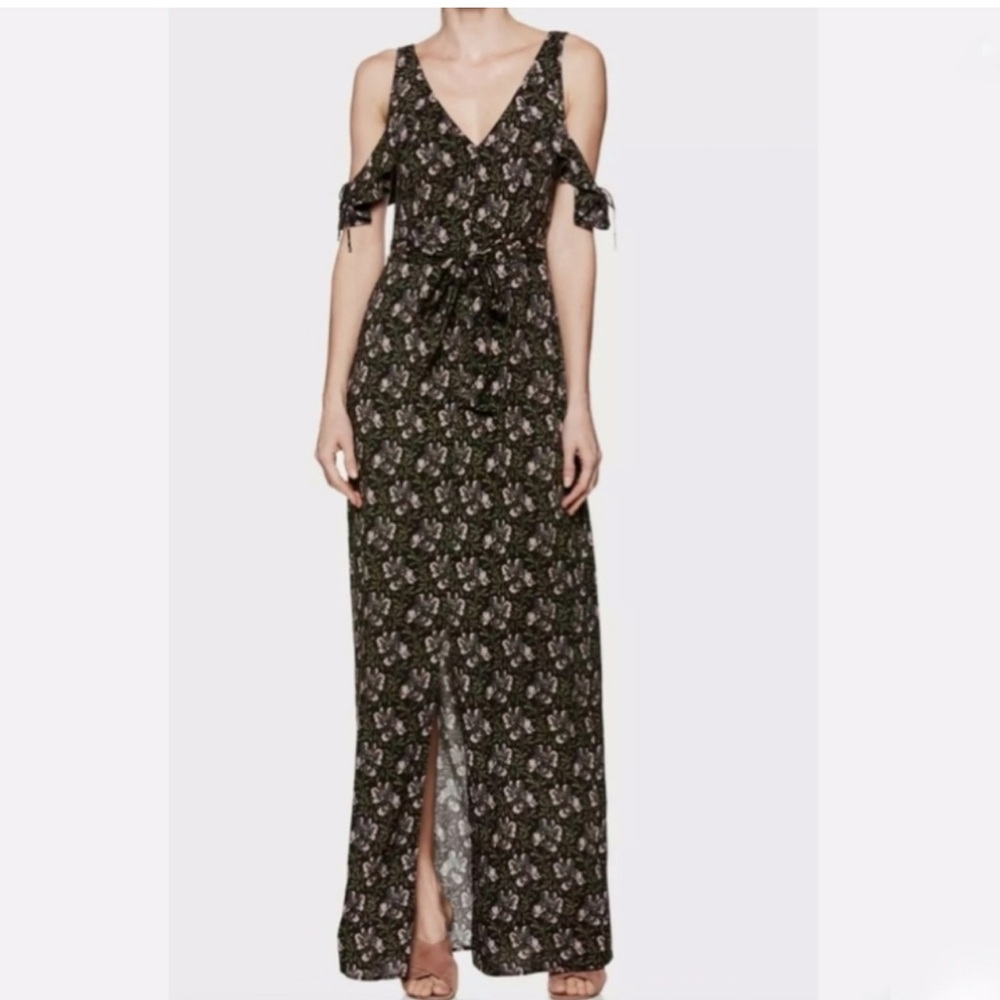 NEW PAIGE Lystra Floral Maxi Dress with Slit and Cold Shoulder
